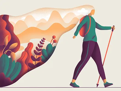 Nature walk art character colour creativity design digital art flat graphic design illustration procreate sketch ui