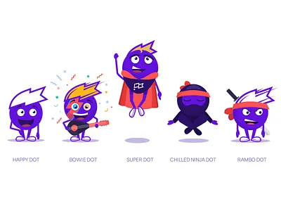 Introducing Dot bowie character dot mascot ninja superman
