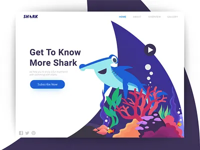 Shark Illustrations Header design illustration landing page shark vector