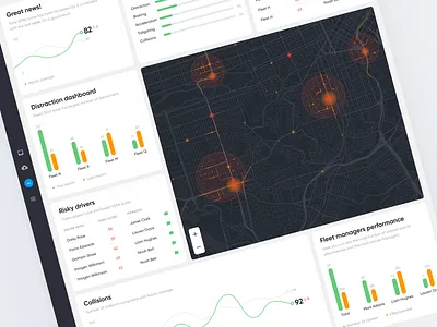 Automotive dashboard automotive black charts clean dashboard design graphic graphs map ui ux white