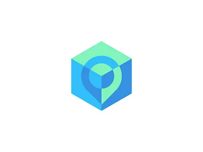 Cube Logo Design - Location Pin Mark, Box, Cube, Hexagon abstract event events brand branding identity business cards stationery clever smart geometric colors colours colorful crypto cryptocurrency blockchain cube hexagon pixel digital modern vibrant graphic design designer icon icons symbol insurance finance security logo loog lgoo lgo mobile phone ios negative space pin marker location
