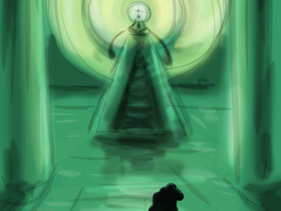 this is the great Goddess of Memory inside the pyramid 2d 2d art cartoon art comics concept illustration