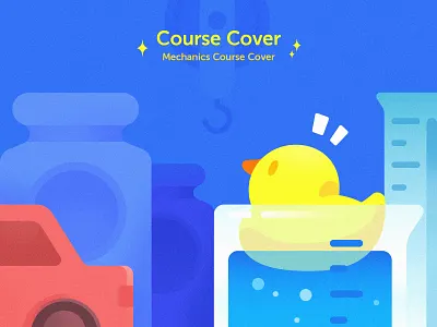 Mechanicscoursecover education app experiment illustration mechanics physics yellow duck