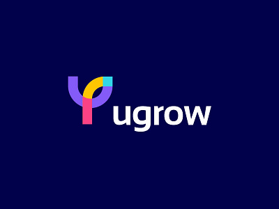 Ugrow best logos branding clever concept flat smart flat minimal forest gradient colourfull growth icon identity illustration leaf letter y lettering monogram logo logo designer mark modern trend top9 sumesh jose tree ugrow