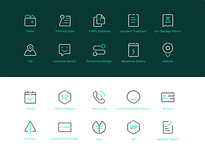Icon Design broken line icon linear shared cars two tone