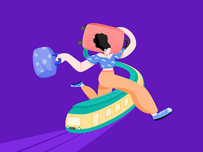 旅途 illustration 旅行 火车