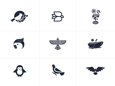 Bird Logo Collection bird logo bird logos boat dove flamingo fly hen identity logo logo collection owl penguin wings
