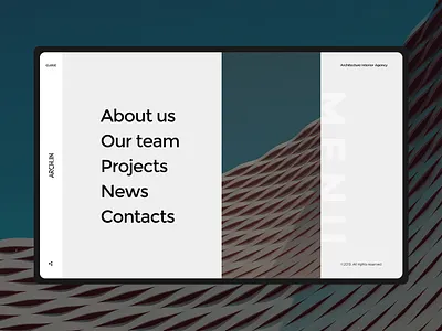 ARCH.IN menu architecture concept design interior menu ui ux web