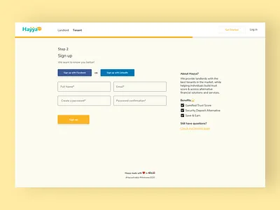 Sign up - Hayya ahmedemad design form field forms property realestate register form registration sign in sign up ui user user center design web