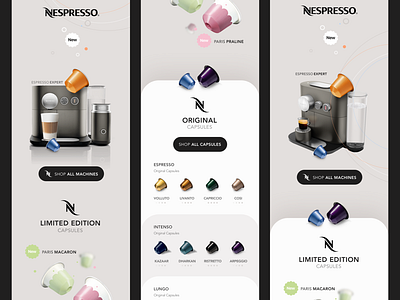 Nespresso - V1 Concepts app art clean coffee coffee app concept design graphic design interface iphone mobile product design sale sales shop shopping ui uiux ux web