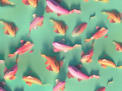 Koi fish pattern 3d dailypattern fish flat flat design flat 3d illustration japan koifish pattern pond