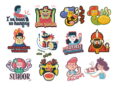 Snapchat Ramadan Stickers 2d app character design design digital art filter illustration mobile app snapchat sticker typogaphy ui vector
