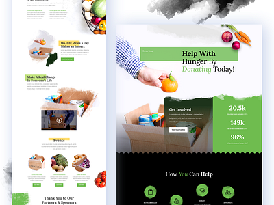 Food Bank - Sneak Peek charity clean divi donate donation gradient help homepage hunger illustrations landing page layout non profit non profit organization template typography ui ux website wordpress