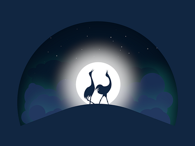 Double crane design flat illustration illustration silhouette illustration 插图