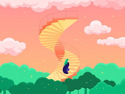36 Days of type - S 36 days of type 36days s 36daysoftype adventure cloud colour forest illustration illustrator letter light s shadow sky stairs sunset texture tree type vector