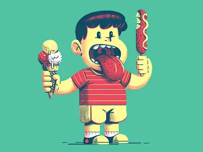 Answers character design digital painting drawing editorial flat food graphic illustration retro texture vintage
