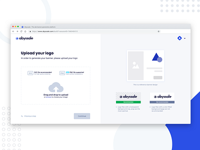 Abyssale alpha - Generation funnel abyssale ads advertising alpha banner ads clean generation preview ui upload ux