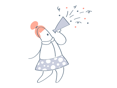 Cartoon woman shouts in a megaphone))) cartoon character cute design funny girl happy illustration massage promo promotion speech support