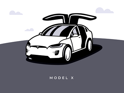 Telsa Model X Illustration branding branding agency car illustration cars design flat illustration illustration art illustration challenge logo negative space negative space tesla