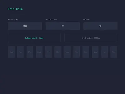 Grid Calc design grid grid design interface ui web design