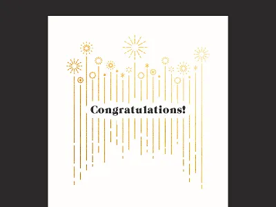 Fireworks congratulations fireworks gold illustration linework postcard type