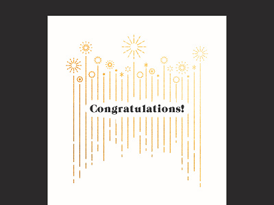 Fireworks congratulations fireworks gold illustration linework postcard type