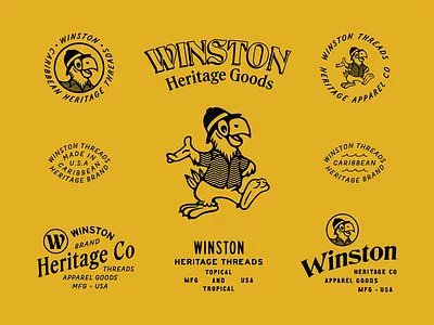Winston Threads apparel apparel design brand design branding caribbean mascot parrot type typography vintage