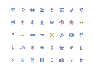 Summer Icons (Filled Line) app beach button filled line flag logo flat graphic design holiday icon a day icon app icon artwork icon bundle summer symbol symbol icon ui user interface user interface experience ux web