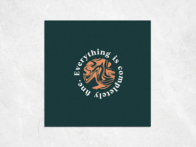 Everything is fine! abstract design emerald green liquify modern pink simple typography warp