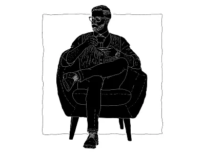 Reversed Illustration :: 01 black white editorial illustration modern monoline vector