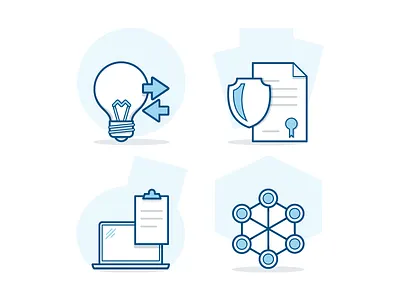 Features' icons administrative badge badge design blue bulb community comunication design document file icon iconos icons icons set illustration intelligence laptop line icons svg vector