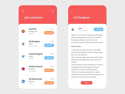 Job Board App adobe adobe xd app app design clean design free resource free template free ui kit job board jobs jobsite prototype vector xd