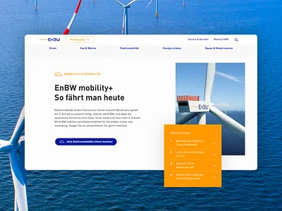 EnBW Relaunch asymmetric bright electricity energy friendly layered light mobility modern renewable round sea turbine web wind