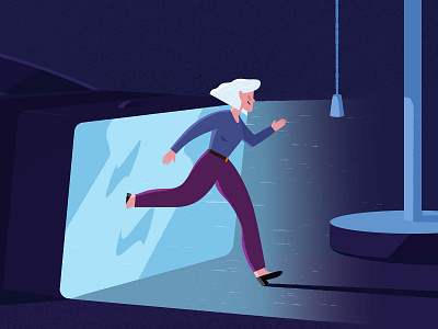 What If We Are Already Living in Virtual Reality? adobe illustrator adobe photoshop blue editorial girl headset illustration illustrator olga hashim purple run running texture virtual reality vr