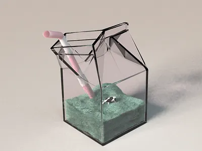 Milkbox 3d blender cow glass lawn milkbox