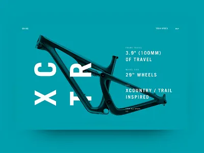Yeti Cycles - Product Page bike bike frame bike website cross country cycle design hannah purmort legwork studio minimal mountain mountain bike product page race tech technical specs typography ui ux web design yeti cycles