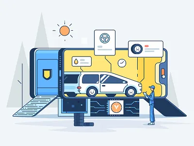 On-line Vehicle Detection automobile service car data design illustration on line security service tyre vehicle detection 小五