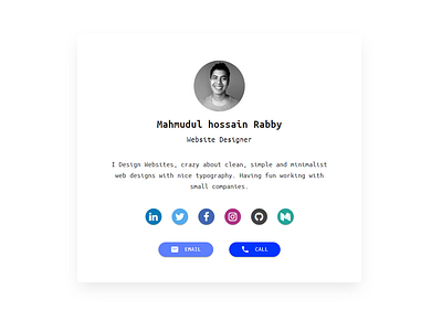 Material Card for Personal use card material colors material design material icons material kit minimal web design minimal website personal branding responsive design responsive layout web design