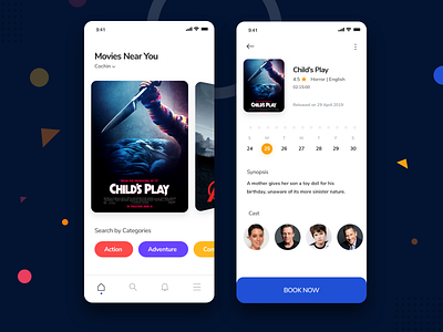 Online Movie Booking android app card cast date design ios movie movie app movie booking movie card tabbar ui ui ux