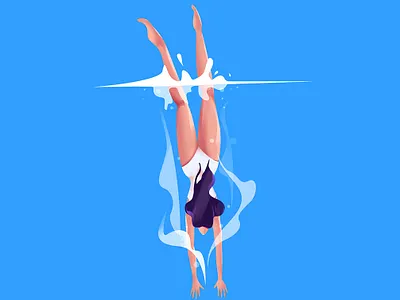 Dive Swimming blue character color design dive illustration photoshop swiming vector water