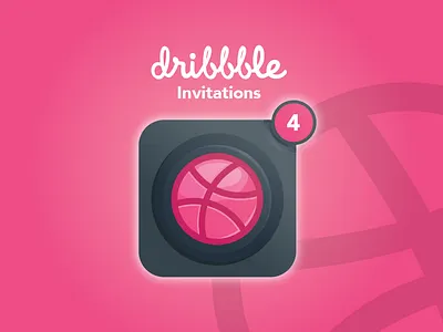 4 Dribbble Invitation 2d 3d 4 app ball basketball community draft dribbble flat icon illustration invitation invitations invite invite design logo player ui ux