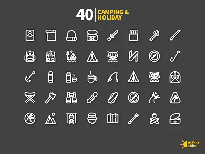 Camping & Holiday Icons pack animation app branding business and finance business app business branding camp camping design icon illustration typography ui vector