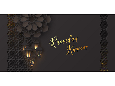 Ramadan Kareem greeting banner. 3d art abstract arabic culture design eid flower holiday islam lanterns layered mubarak muslim papercut pattern ramadan kareem ramazan religious traditional vector