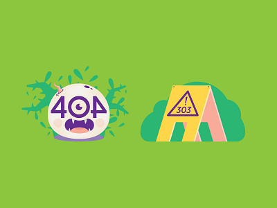 For new brand, 303 404 Error 303 404 branding color connect error icon illustration monster server vector