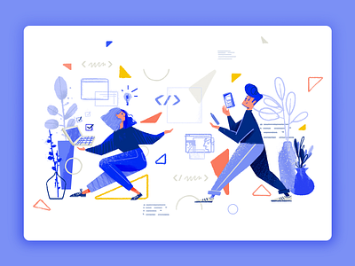 Tooploox illustration character collaboration dynamic illustration landing page products tooploox work wrocław