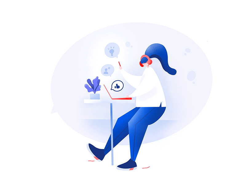 Messenger Girl Full Process character character design clean design desktop headphone illustration illustration agency krixi office shoes walk