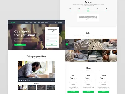 Pottery clay concept design elena sinianskaya landing landing design lessons olena synianska pottery school ui uiux ux web webdesign website