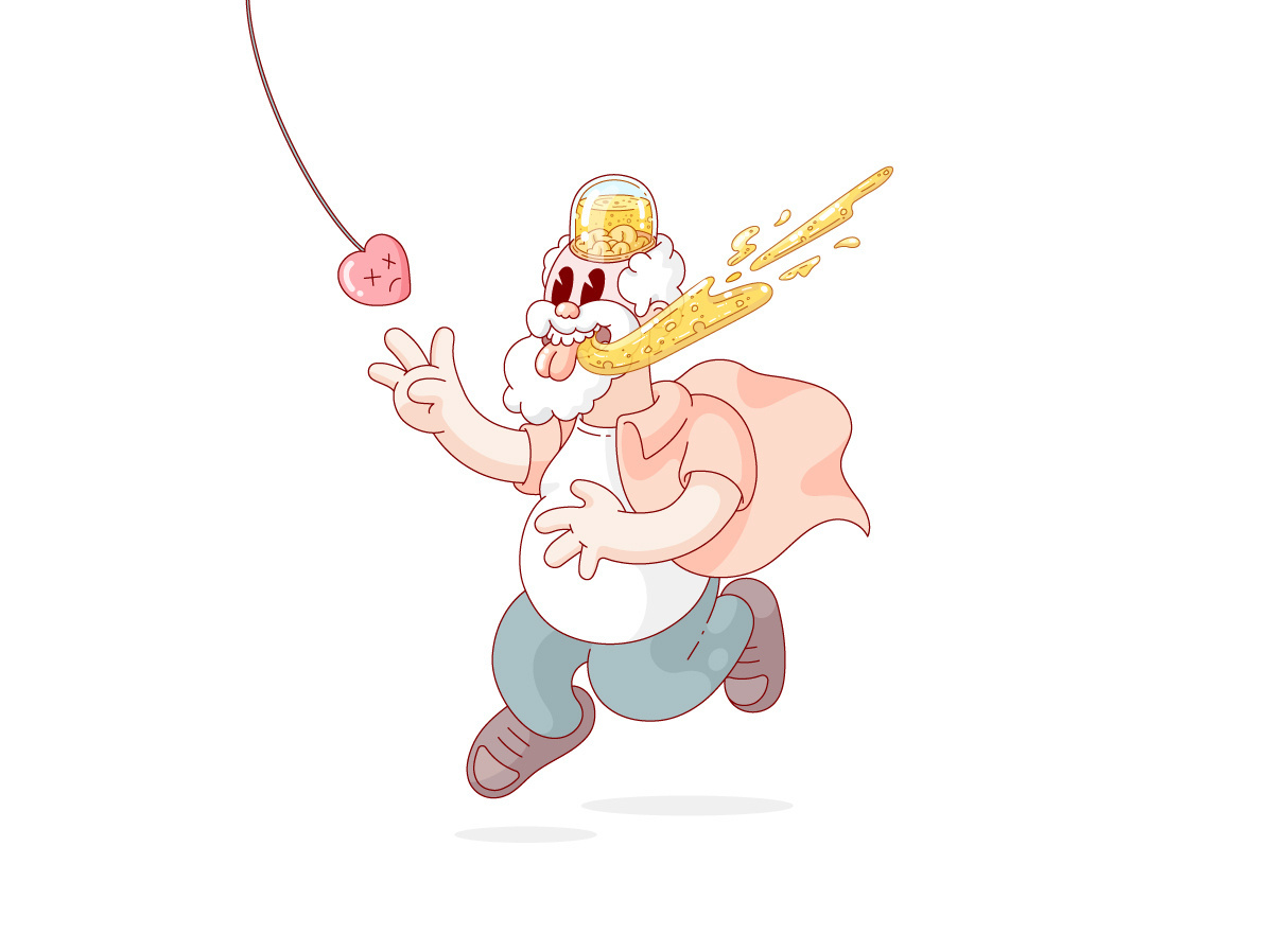 Chase addict alcohol beer brain character comic dead design drawing fat friends funny heart illustration love running vector