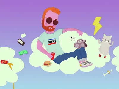 Sexy in the Sky digital illustration gay gayart guy illustration procreate