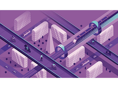 Illustration for Autostadt magazine city design future graphic illustration isometric magazine modern train vector